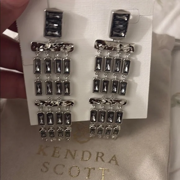 Kendra Scott Silver and Dark Earrings - Picture 2 of 2